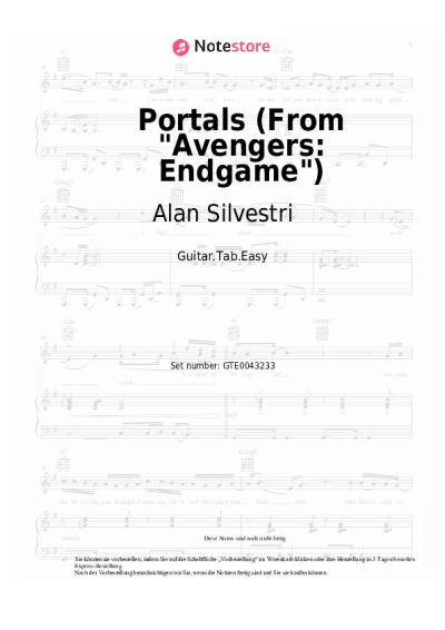 Noten, Akkorde Alan Silvestri - Portals (From Avengers: Endgame)