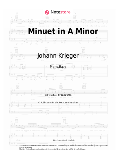 Noten, Akkorde Johann Krieger - Minuet in A Minor