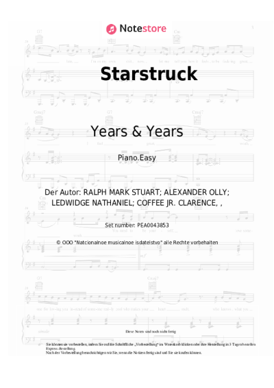 Noten, Akkorde Years & Years - Starstruck