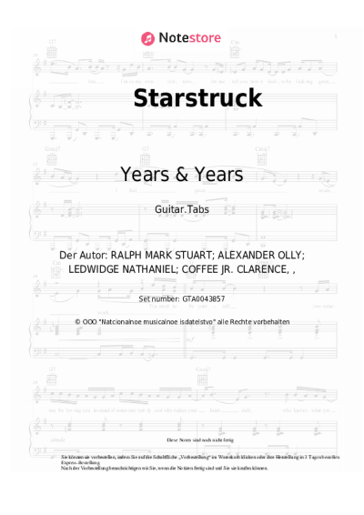 Noten, Akkorde Years & Years - Starstruck