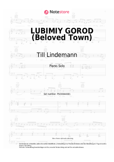 Noten, Akkorde Till Lindemann - LUBIMIY GOROD (Beloved Town)