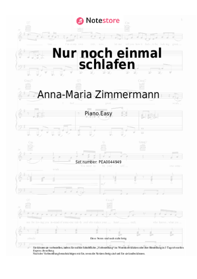 Noten, Akkorde Anna-Maria Zimmermann - Nur noch einmal schlafen