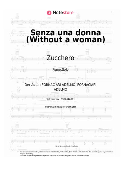 Noten, Akkorde Zucchero - Senza una donna 