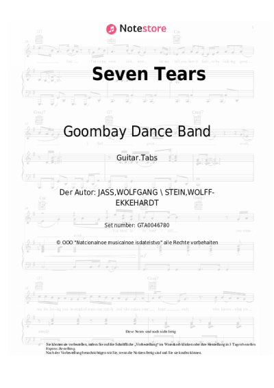 Noten, Akkorde Goombay Dance Band - Seven Tears