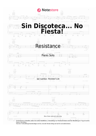 Noten, Akkorde Resistance - Sin Discoteca... No Fiesta!