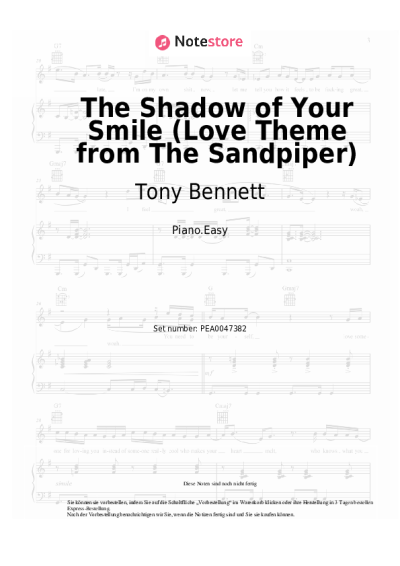 Noten, Akkorde Tony Bennett - The Shadow of Your Smile (Love Theme from The Sandpiper)