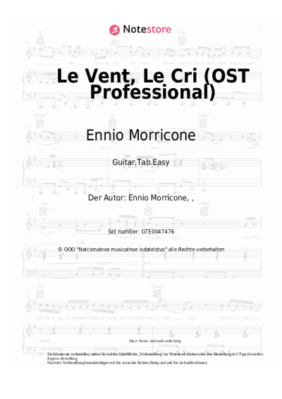 Noten, Akkorde Ennio Morricone - Le Vent, Le Cri (OST Professional)