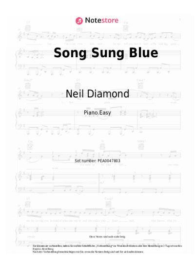 Noten, Akkorde Neil Diamond - Song Sung Blue
