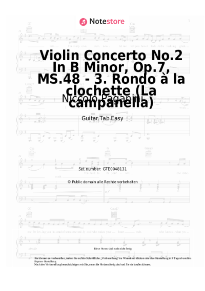 Noten, Akkorde Niccolo Paganini - Violin Concerto No.2 In B Minor, Op.7, MS.48 - 3. Rondo à la clochette (La campanella)