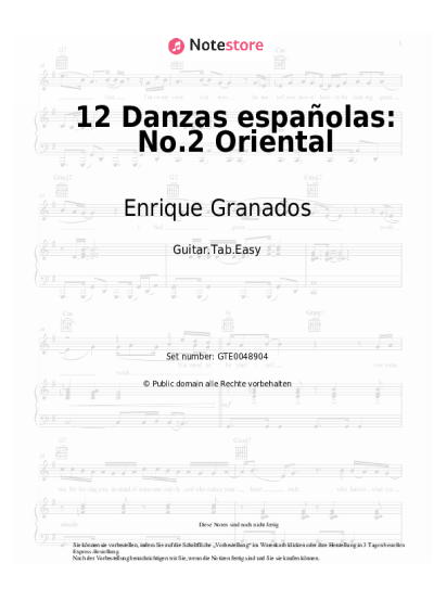 Noten, Akkorde Enrique Granados - 12 Danzas españolas: No.2 Oriental