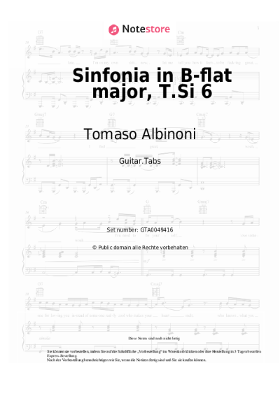 Noten, Akkorde Tomaso Albinoni - Sinfonia in B-flat major, T.Si 6