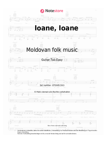 Noten, Akkorde Moldovan folk music - Ioane, Ioane