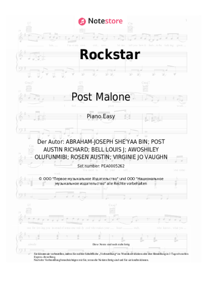 Noten, Akkorde Post Malone, 21 Savage - Rockstar