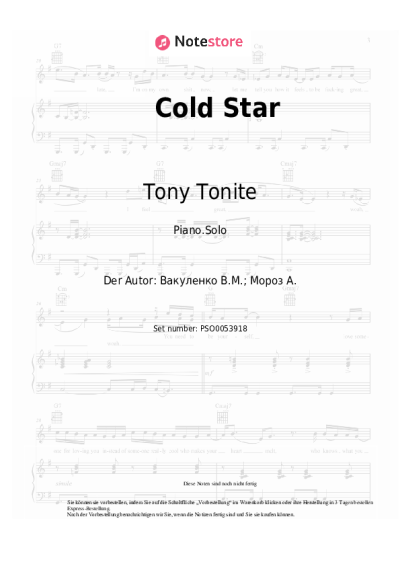 Noten, Akkorde Tony Tonite - Cold Star