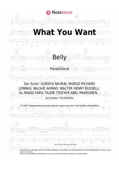 Noten, Akkorde Belly, The Weeknd - What You Want
