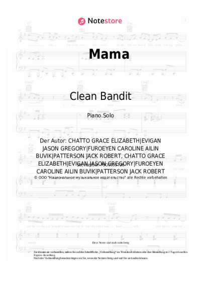 Noten, Akkorde Clean Bandit, Ellie Goulding - Mama