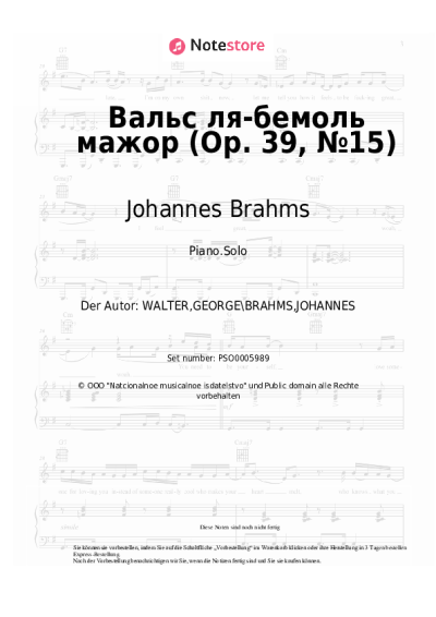 Noten, Akkorde Johannes Brahms - Waltz in A-Flat Major, Op. 39 No. 15