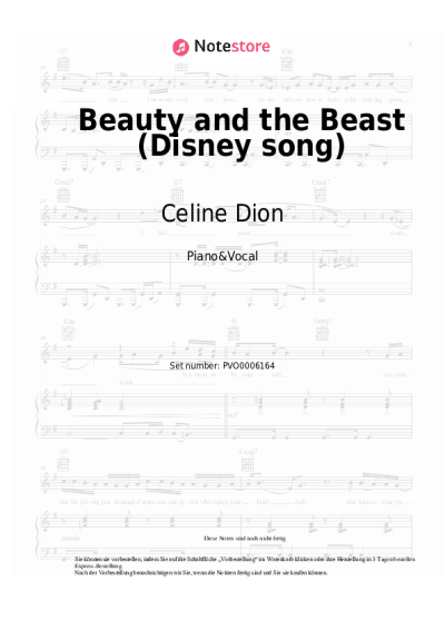 Noten, Akkorde Celine Dion, Peabo Bryson - Beauty and the Beast (Disney song)