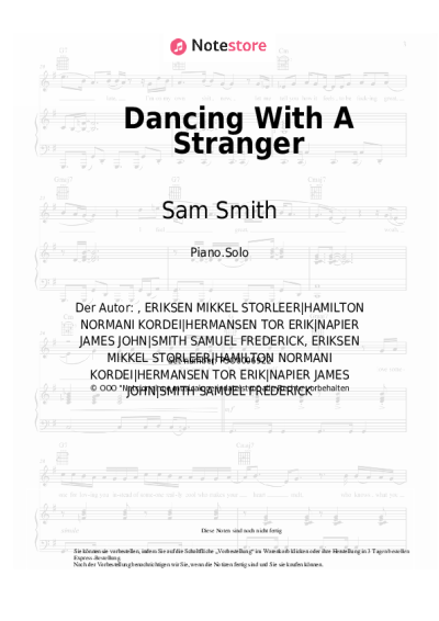 Noten, Akkorde Sam Smith, Normani - Dancing With A Stranger