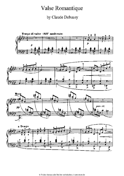 Noten, Akkorde Claude Debussy - Valse Romantique