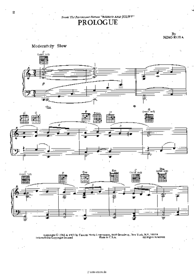 Noten, Akkorde Nino Rota - Prologue and Fanfare for the Prince