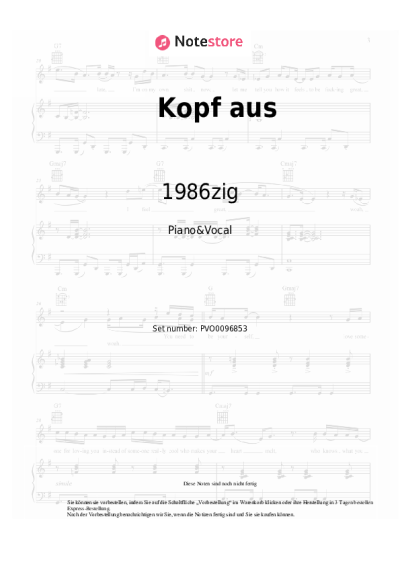 Noten, Akkorde 1986zig - Kopf aus