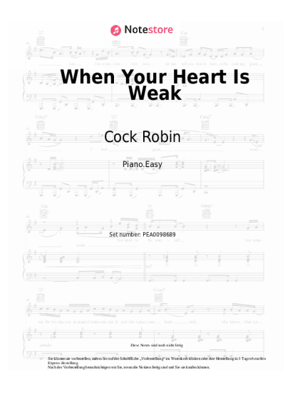 Noten, Akkorde Cock Robin - When Your Heart Is Weak