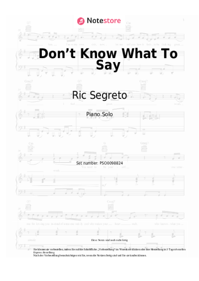 Noten, Akkorde Ric Segreto - Don’t Know What To Say
